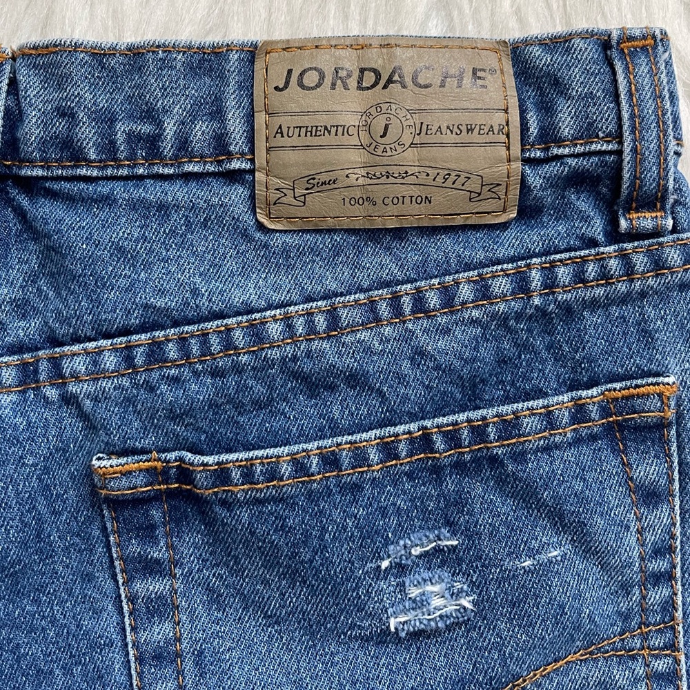 Vintage 90s Dark Wash Jordache High-Waisted Denim Cut-Off Jean Shorts - Picture 4 of 12